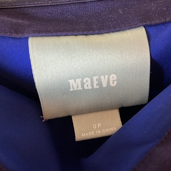 Maeve by Anthropologie Button Two Piece Cotton/Silk Dress in Navy/Purple- Size 0 - Picture 4 of 12